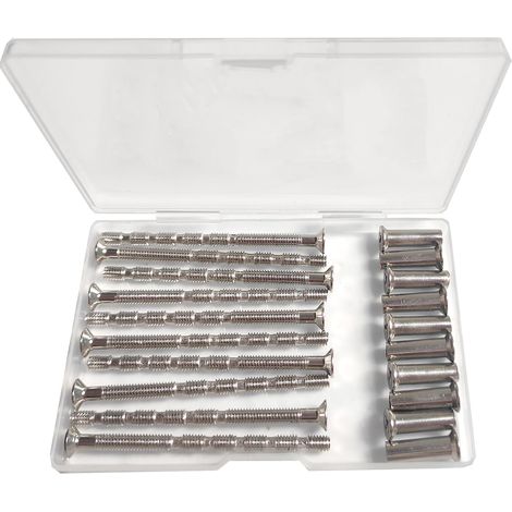 Vis de poignée de porte M3, 10 pièces en acier inoxydable Vis de connexion Manchons 10 pièces M3 x 16 mm Manchons assortis (1/5)