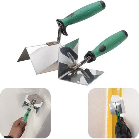 Truelles et spatules lot de 2 de 20,5 x 8 cm - outils en inox pour mur et rénovation, verts (1/5)