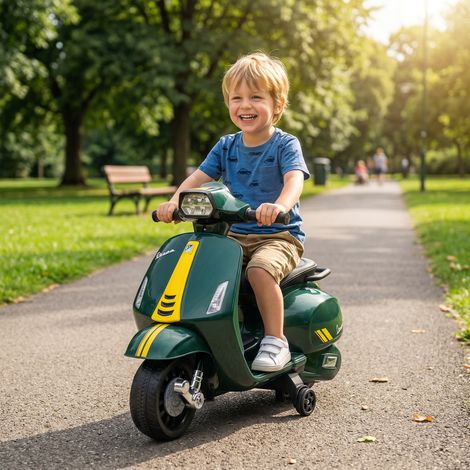 Moto électrique enfants 6 V. voiture électrique enfants avec Roues d'Apprentissage. 2-4 Ans. 71 x 37 x 52 cm. vert foncé