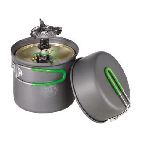 Optimus 8021119, Hornillo de combustible líquido para camping con diseño compacto y duradero para exteriores, plateado (1/3)