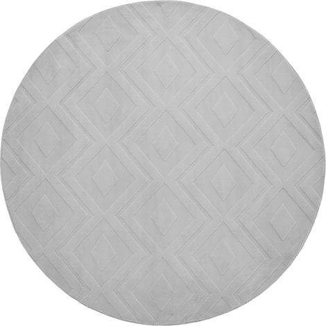 Alfombra para sala de estar moderna forma redonda jacquard 160 x 160 cm pelo corto gris Kevirel (1/5)