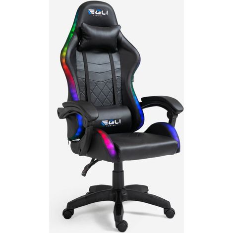 The Horde Gaming-Stuhl LED RGB ergonomische Büro Lendenkissen Kopfstütze