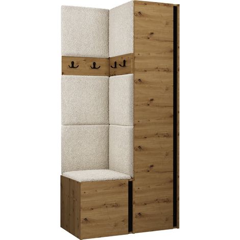 Conjunto para recibidor Pinis XXIV, Abriamo 3, 186x82x46cm, Aglomerado laminado, Tapiz, Colocada, Montada en la pared