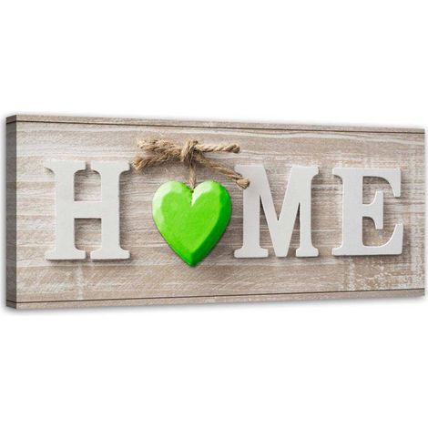 Tableau sur toile Accueil Cœur Shabby Vert 90x30 (1/5)