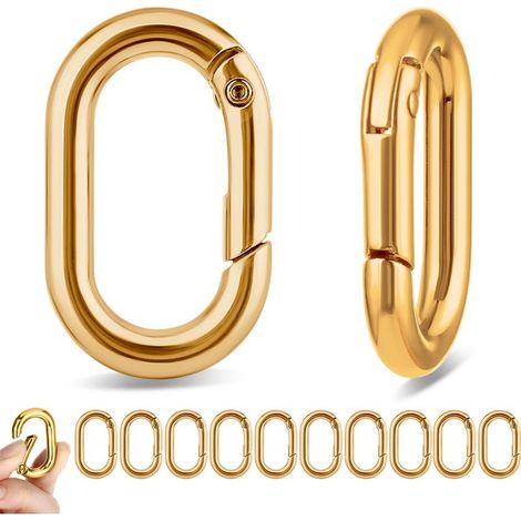Lot de 10 mousquetons ovales en acier inoxydable noir pour sac, collier d'animal de compagnie, camping, randonnée (1/5)