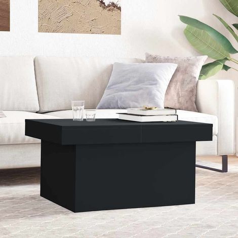 Table basse avec rangement caché en bois d’ingénierie noir 80 x 55 x 40 cm - PANGIVO (1/5)
