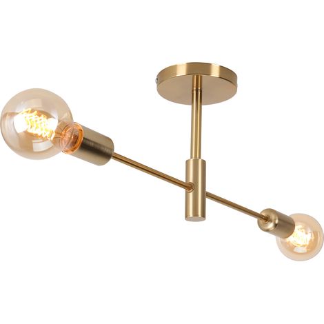 Plafonnier Moderne 2 Lumières Lampe De Plafond En Métal Or Plafonniers D'Intérieur E27 Pour Salle De Bain Chambre Couloir Salon