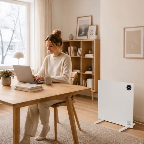TolleTour Radiador eléctrico 2 en 1 por infrarrojos y convección 400W, WiFi, temporizador 24 h, modo ECO, bloqueo infantil (1/5)
