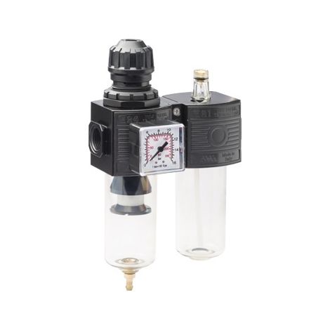 GRUPPO FILTRO REGOLATORE LUBRIFICATORE E/12/2 ANI - MODULARE ATTACCO 1/4F +MANOMETRO - 1 pezzo (1/2)