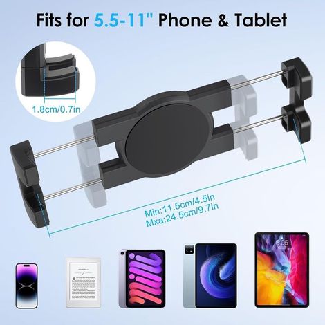 Tablet-Halterung fürs Auto, 360° verstellbare Halterung für Windschutzscheibe/Armaturenbrett, kompatibel mit iPads und Samsung-Tablets von 5,5 bis 11 Zoll, Schwarz (1/5)