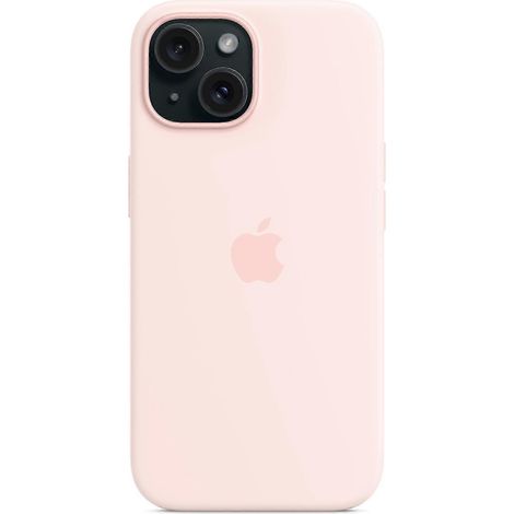 Coque pour iPhone 15 compatible MagSafe, en silicone résistant aux rayures - Rouge Rose