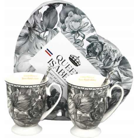 Juego de 2 tazas de porcelana de 300 ml en caja de regalo, colección Rosa Gris. (1/5)