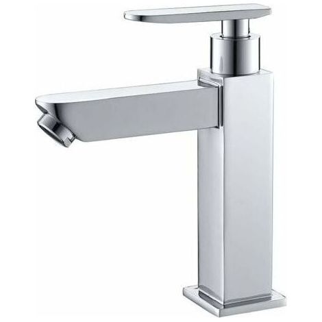 Robinet Salle Bain Eau Froide Uniquement Robinet Lavabo Surface Chromé en Cuivre Durable Robinetterie Lave Mains Cartouche Céramique Mousseur Démontable Pratique pour Nettoyer ou Remplacer (1/5)