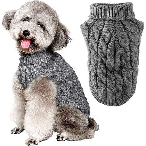 Hundepulloverweste, weicher Rollkragen, gestrickt, Winterhäkelgröße M