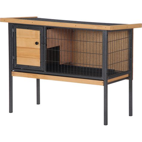 Cage à lapins en bois surélevé, clapier extérieur pour rongeurs, cochons d'Inde avec toit amovible - 91,5 x 45 x 70 cm (1/5)