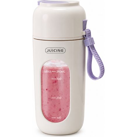 Blender Portable sans Fil Rechargeable, Gourde à Jus 350 ml avec 12 Lames, Violet (1/5)