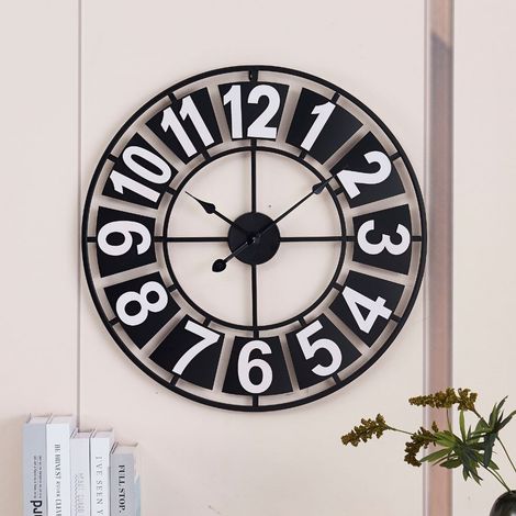 Schwarze runde Wanduhr mit modernem Design