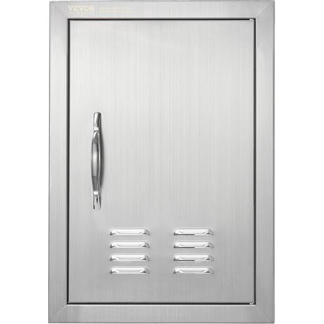 VEVOR Porta di Accesso al Barbecue, Porta Singola per Cucina da Esterno 35,6x50,8x4,6 cm, Porta ad Incasso in Acciaio Inossidabile, con Maniglie e Prese deAerazione, per Isola Barbecue