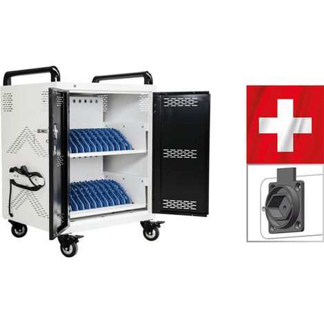 Safecart 24 PRO+ KOMPAKT - SWISS-Edition - Kleiner Laptopladewagen mit viel Kapazität & Typ-13 (1/5)