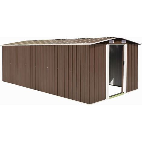 Casetta da giardino casetta per capanni casetta per ripostigli casetta per attrezzi da esterno robusta 257 x 489 x 181 cm marrone metallo 020022172