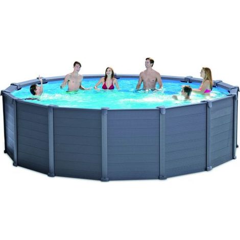Intex PISCINA TONDA FRAME GRAPHITE CON POMPA A SABBIA Ø cm. 478x124 h