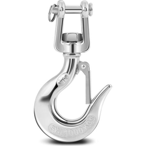 304 pivots en acier inoxydable crochet de levage crochet en acier avec accessoire de gréement à loquet 650 kg/1000 kg pour machines forestières, transport terrestre(1000kg) (1/5)