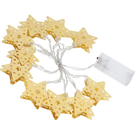 Guirlande lumineuse LED en forme d'étoile, idéale pour les fêtes musulmanes orientales, l'Aïd et le Ramadan. Décoration blanche pure pour tente, camping-car ou salon. (1/5)