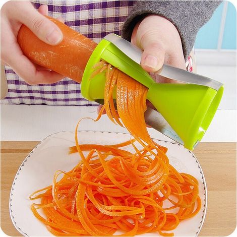 Gemüse-Spiralschneider – multifunktionaler manueller Spaghetti-Spiralschneider für Nudeln, Karotten, Gurken, Zucchini-Schneider, Spargelschäler, grün, 1 Stück (1/5)