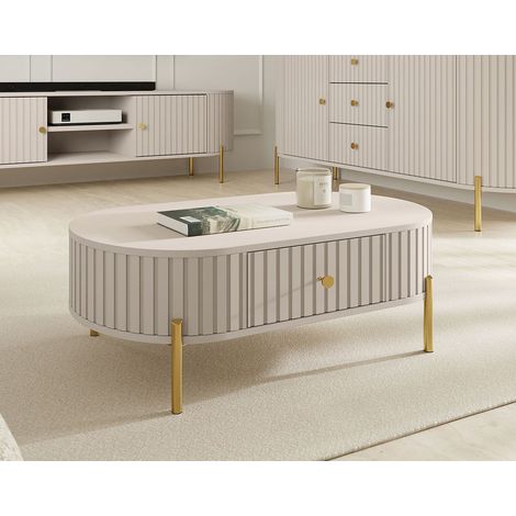 Bestmobilier – Table basse rectangulaire 100 cm – 1 tiroir en MDF – Pieds en métal – Résistante à l’humidité et aux rayures – Style contemporain (1/5)