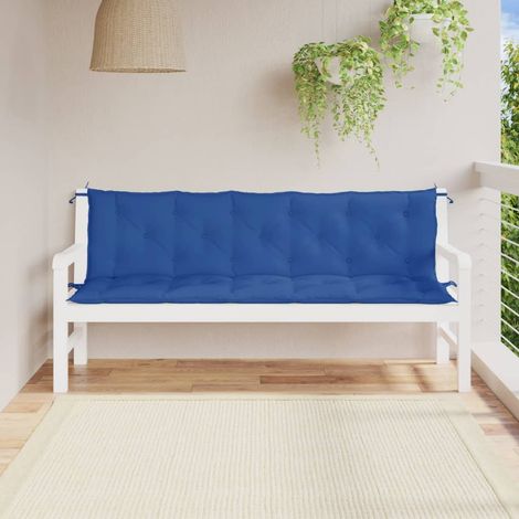 Cojines de banco de jardín 2 uds tela Oxford azul 180x50x7 cm