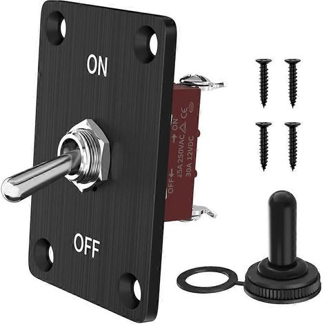 Interrupteur à bascule robuste 12 V CC 30 A étanche, 2 broches ON/OFF SPST avec panneau de montage (1/5)