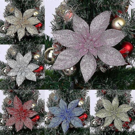 10 Stück große Weihnachtsstern-Glitzerblumen-Baumhänger für Weihnachtsfeiern, 9/15 cm (1/3)
