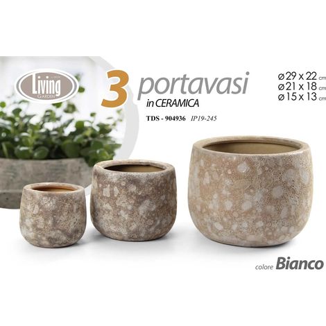 Set 3 portavasi in ceramica Ø29/21/15 cm