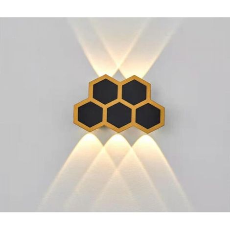 Appliques murales d'extérieur LED 5 W, noir et doré, étanches, éclairage direct et indirect, blanc chaud (1/2)