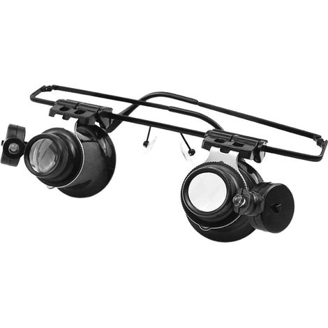 Loupe de bijouterie noire de style lunettes 165150 mm, loupe LED à bandeau 20x, pour la réparation de petites machines. (1/5)
