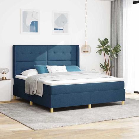 vidaXL Letto a molle con testiera Blu 180 x 200 cm Tessuto (1/5)