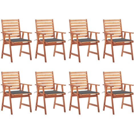 Garten-Essstühle 8 Stk. mit Kissen Massivholz Akazie