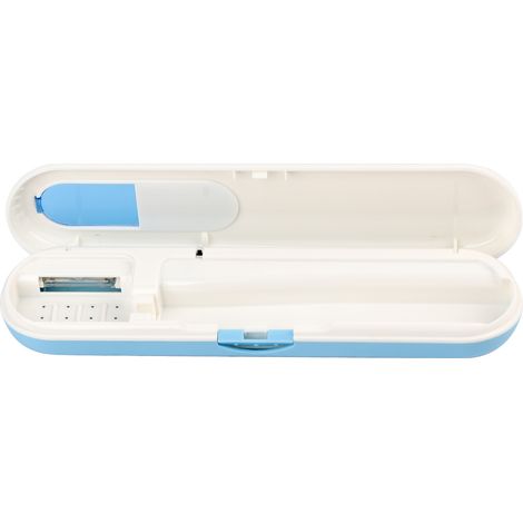 Boîte de stérilisation UV portable pour brosses à dents, désinfectant et nettoyant pour têtes de brosses à dents (bleue) (1/5)