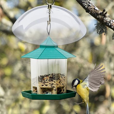 Lot de 1 protection suspendue pour mangeoire à colibris, pare-pluie extérieur pour oiseaux, déflecteur transparent (boîte) (1/5)