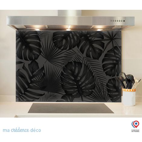 Fond de hotte : Feuillage tropicale noir - Alu composite - 70 cm - 60 cm (1/5)