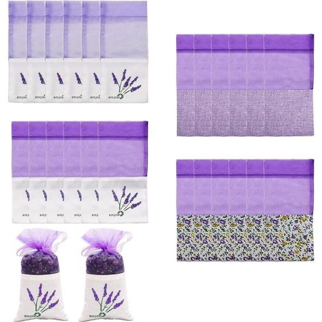 Sachets parfumés en coton violet gazeux avec cordon – Lot de 24 unités réutilisables pour lavande, épices et herbes aromatiques (1/5)