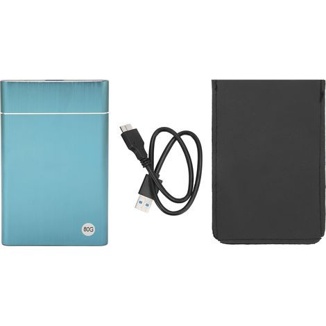 Disque dur externe portable 80Go USB 3.0 bleu ultra-fin 2,5 pouces pour PC portable, vitesse jusqu'à 5Gbps, HDD mobile (1/4)