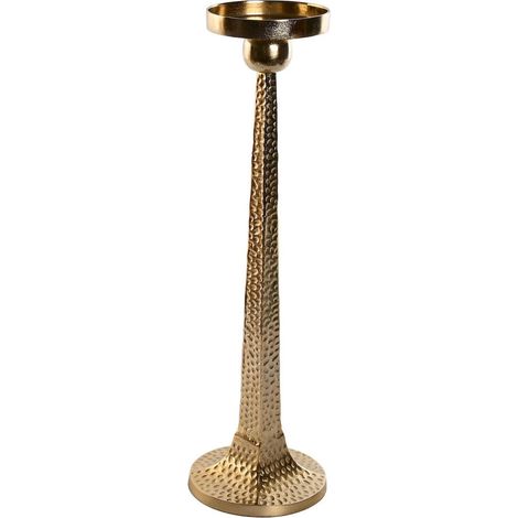 Chic porte-bougie doré en aluminium élégant - Doré martelé élégant (1/4)