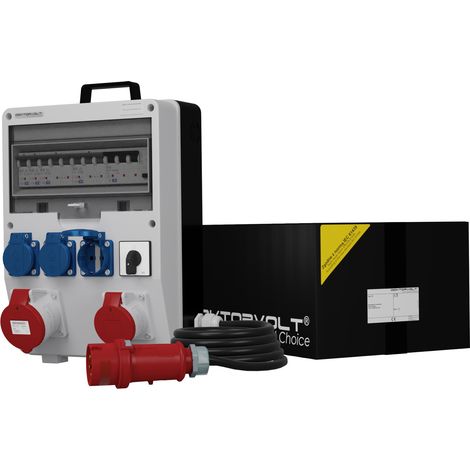 Tableau électrique de chantier avec câble et connecteur 0-1 TD-S/FI SKH 32 A 16 A 3x230 V Schuko Doktorvolt DV-0007-D (1/4)