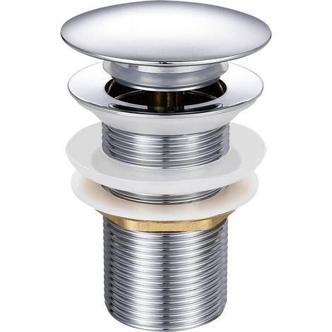 Pop-up-Ablaufgarnitur für Spülbecken ohne Überlauf, Push-Open-Ventilablauf für Messingspüle, Chrom, G 1-1/4 Zoll (1/4)
