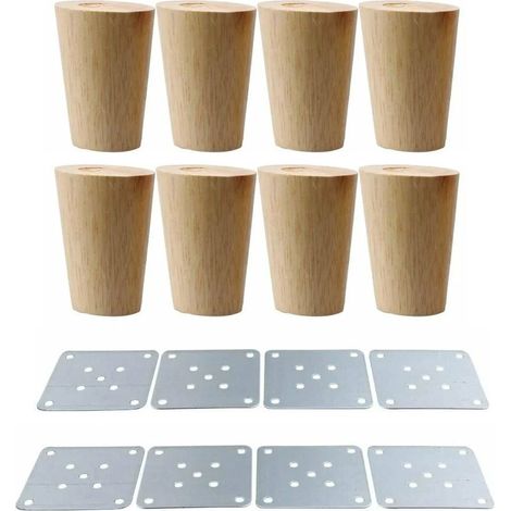 4 x 5 cm Massivholz-Möbelbeine mit Montageplatte und Schrauben für Sofa, Fernseher, Bett, Esstisch – 5 cm(8er-Pack) (1/4)