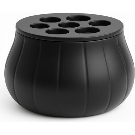 Vaso decorativo nero per erbe aromatiche, design moderno. (1/3)