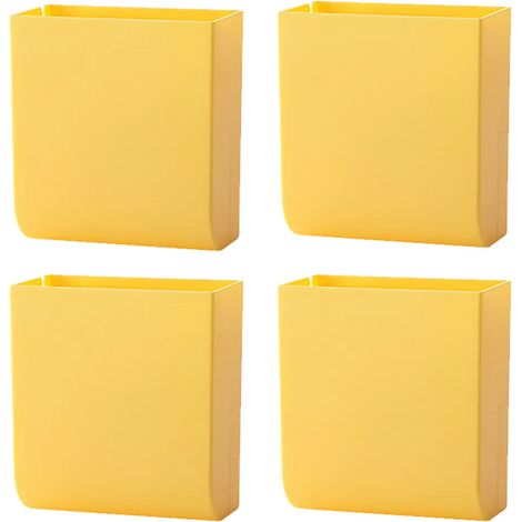 Soporte de control remoto, soporte de pared, sin daños, 4 piezas, caja de almacenamiento, escritorio y mesita de noche, control remoto práctico (amarillo) (1/5)