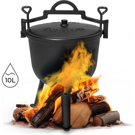 Chaudron en fonte sur pied 10l pot de chasse cheminee grill multigarden 88392199 88392199 88392199