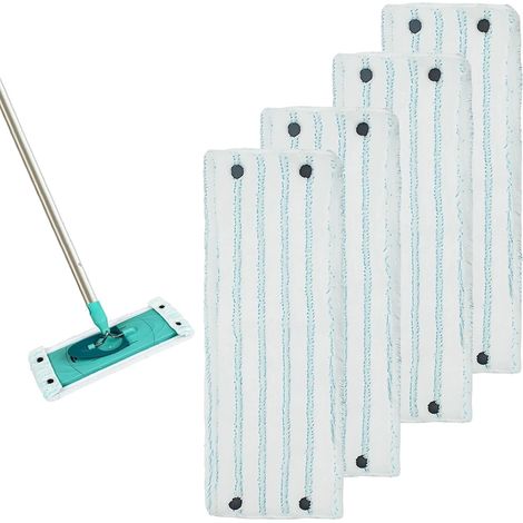 4 housses lavables en microfibre de 42 cm pour balai à franges - Recharge compatible avec le système à clipser Adaptées aux balais à franges Leifheit Parquets, carrelages, salon et cuisine (1/5)